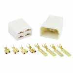 Kit chicote / conector desmontado macho / fêmea 4 vias 4 terminais 6.3mm tipo FASTON para som automotivo