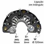 Retificador do alternador 120A Bosch NCB1 Chevrolet GM Astra Vectra Zafira - ligações