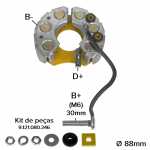 Retificador do alternador 35A / 51A / 55A Bosch K1 Gurgel Tocantins Volkswagen Brasília Fusca Gol Kombi Saveiro (refrigerado a ar) - ligações
