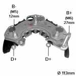Retificador do alternador 65A Hitachi Nissan 100NX Primera Sunny - ligações
