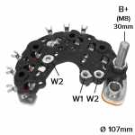 Retificador do alternador 75A / 80A / 90A / 95A/ 100A / 115A Valeo A11VI / A13VI BMW 316 318 320 323 328 520 523 528 725 Z3 Citroën Berlingo C4 Evasion Jumper Xantia Xsara ZX Land Rover Freelander MG ZT Peugeot 206 306 308 405 406 605 806 Boxer Expert Par