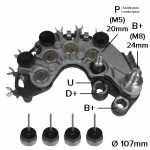 Retificador do alternador 100A Valeo SG10B Chevrolet GM Blazer S10 Nissan Frontier Xterra Troller T4 (com motor MWM) - ligações
