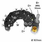 Retificador do alternador 80A / 90A /115A Valeo A13VI Audi 80 100 A4 A6 RS2 S6 BMW M3 Z3 Mercedes-Benz Classe C CLK E E G ML SLK Sprinter Skoda Felicia SsangYong Musso Volkswagen Golf Passat - ligações