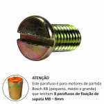 Parafuso cabeça escareada para fixação das sapatas do motor de partida Bosch KB (pequeno, médio e grande com 8 parafusos diâmetro M8 - 8mm e comprimento 17mm) - capa
