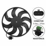 Eletroventilador/ventoinha do radiador com resistência 12V 8 pás diâmetro 400mm 300W aspirante Denso Chevrolet GM Cobalt Onix Prisma Spin Tracker (com ar-condicionado)
