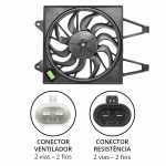 Eletroventilador/ventoinha do radiador com resistência com defletor 12V 10 pás diâmetro 365mm 300W aspirante Denso Fiat Fiorino Grand Siena Mobi Palio Uno Attractive Vivace Way (com ar-condicionado)