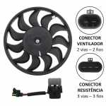 Eletroventilador/ventoinha do radiador com resistência 12V 11 pás diâmetro 280mm 228W aspirante Valeo Celta Life Spirit Super (com ar-condicionado)