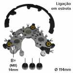 Retificador do alternador 65A / 90A / 110A Bosch B3 / B3PH Fiat Doblò Fiorino Grand Siena Idea Palio Punto Strada Uno Mille Ford Ranger Volkswagen CrossFox Gol Parati Polo Saveiro SpaceCross SpaceFox Voyage - ligações
