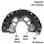 Retificador do alternador 75A / 90A / 110A Bosch M2P Ford Transit Smart Fortwo - ligações