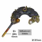 Retificador do alternador 45A Denso Daihatsu Charade Valera Toyota Corolla Suzuki Samurai SJ Swift (c/ 8 diodos) - ligações