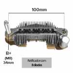 Retificador do alternador 75A Mitsubishi Pajero Fuso Canter - ligações