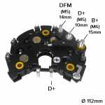 Retificador do alternador 70A / 90A Bosch KC Ford Courier Fiesta Ka - ligações