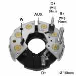 Retificador do alternador 55A / 65A Bosch K1 Audi 80 Case Caterpillar Cummins Volkswagen Fox Golf Passat Santana Volvo 740 940 - ligações