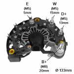 Retificador do alternador 150A Iskra AAN Bomag Deutz-Fahr John Deere Massey Ferguson New Holland Valmet Valtra Zetor - ligações