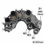 Retificador do alternador 70A / 90A Valeo SG8B / SG9B Audi A2 A3 A4 S3 TT Seat Alhambra Arosa Cordoba Ibiza Inca Leon Toledo Skoda Fabia Octavia Roomster Volkswagen Beetle Bora CrossFox Fox Gol Golf Parati Polo Saveiro SpaceCross SpaceFox Voyage - ligaçõe