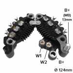 Retificador do alternador 150A Valeo A14VI Citroën Berlingo C5 C8 Evasion Jumper Xantia XM Xsara Picasso Fiat Ducato Mitsubishi Outlander Peugeot 206 306 307 406 605 607 806 807 Boxer Expert Partner Suzuki Grand Vitara - ligações