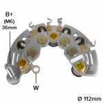Retificador do alternador 125A / 130A Ford Visteon Courier EcoSport Fiesta Focus Ka Transit Duratec - ligações
