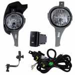 Kit farol auxiliar de milha (longo alcance) com lente de vidro para lâmpada HB4 com botão interruptor e chicote Toyota Hilux SRV SR 2005-2008