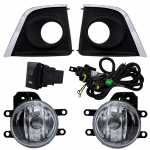Kit farol auxiliar de milha (longo alcance) com lente de vidro para lâmpada H16-2 com botão interruptor, moldura cromada e chicote Toyota Corolla 2014