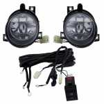 Kit farol auxiliar de milha (longo alcance) com lente de vidro para lâmpada H3 com botão interruptor e chicote Volkswagen Gol Parati Saveiro G4