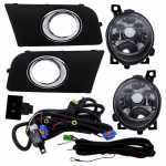 Kit farol auxiliar de milha (longo alcance) com lente de vidro para lâmpada HB4 com botão interruptor moldura e chicote Volkswagen Amarok 2010-2014