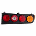 Conjunto de lanterna traseira tricolor (âmbar / cristal / vermelha) com lente diamantada e lanterna lateral lado direito Randon carrocerias