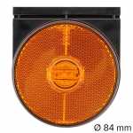 Lanterna de posição âmbar redonda LED bivolt com suporte e retrorrefletor universal